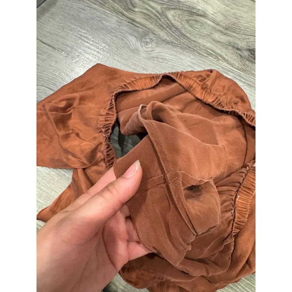 Lunya Washable Silk Tulip Back Pajama Set Size Medium EUC Brown - Picture 7 of 10